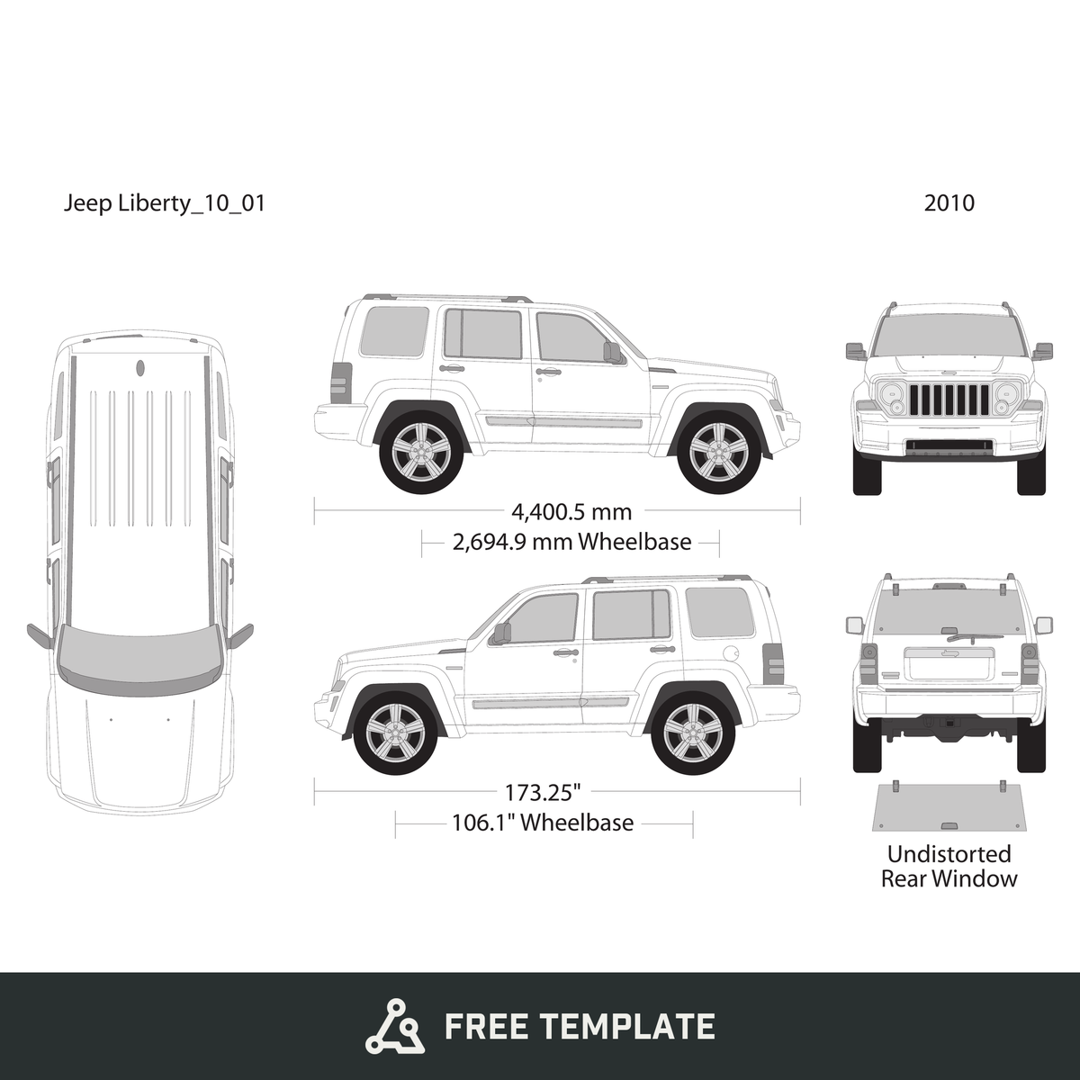 2010 Jeep Liberty free vector vehicle wrap template - GravBase