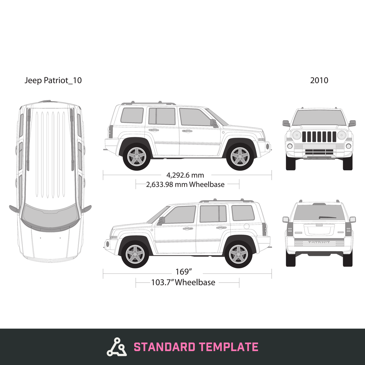 2010 Jeep Patriot vector wrap template, Design-Ready PDF - GravBase