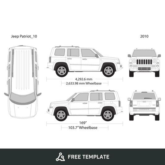 2010 Jeep Patriot free vector vehicle wrap template - GravBase