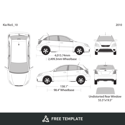 2010 Kia Rio5 free vector vehicle wrap template - GravBase