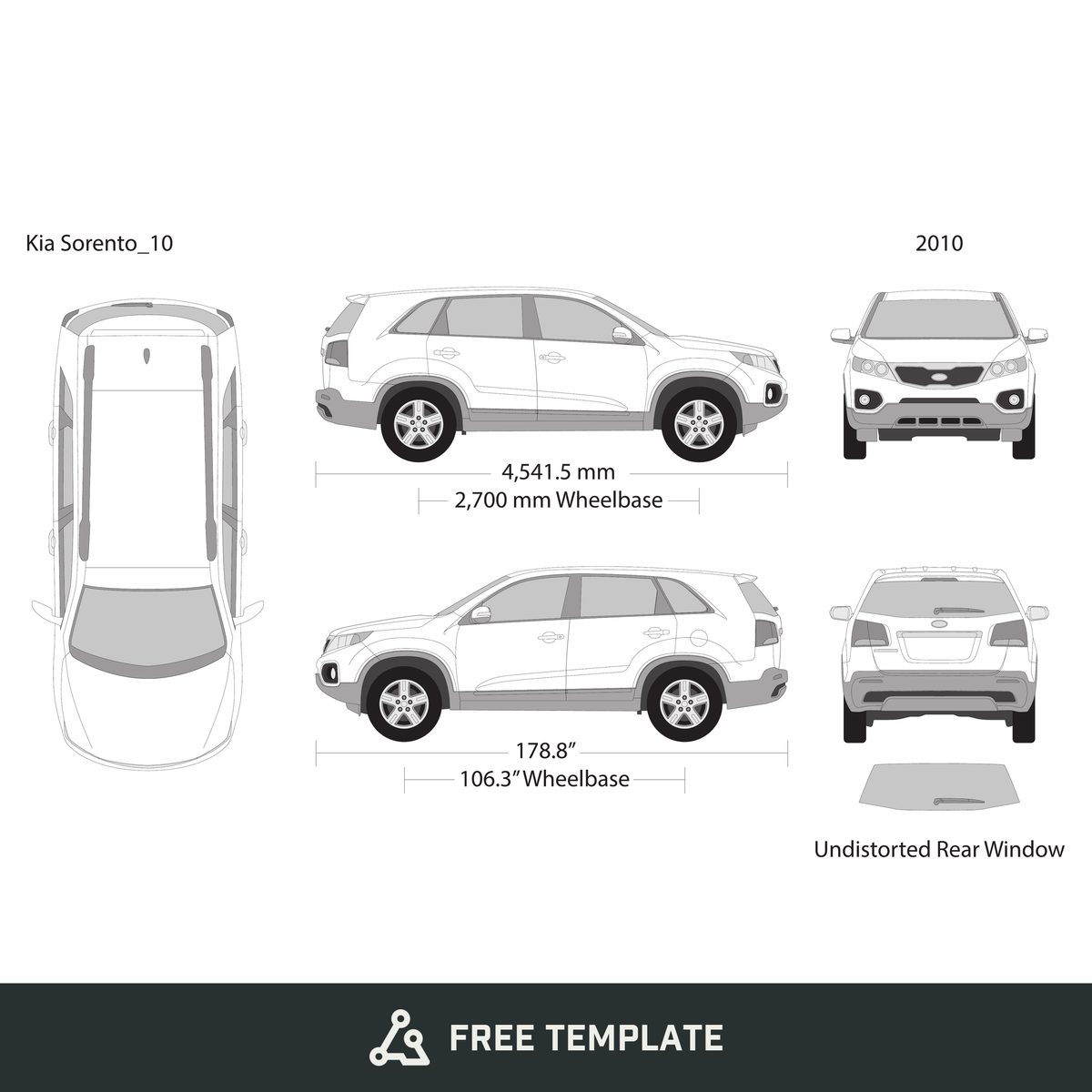 2010 Kia Sorento free vector vehicle wrap template - GravBase