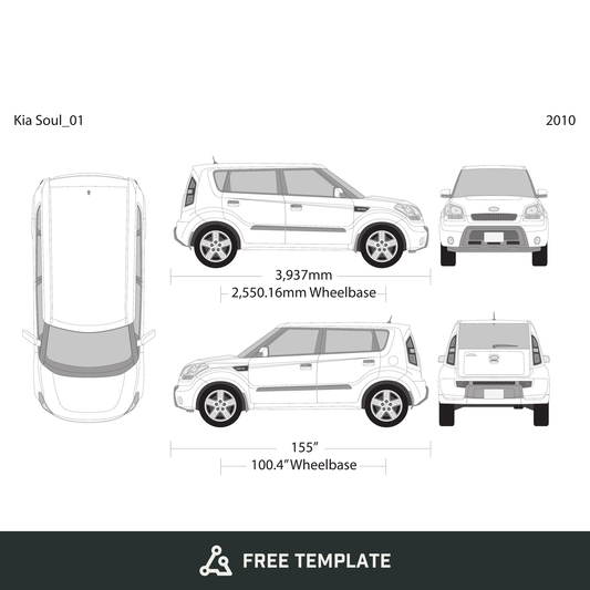 2010 Kia Soul free vector vehicle wrap template - GravBase
