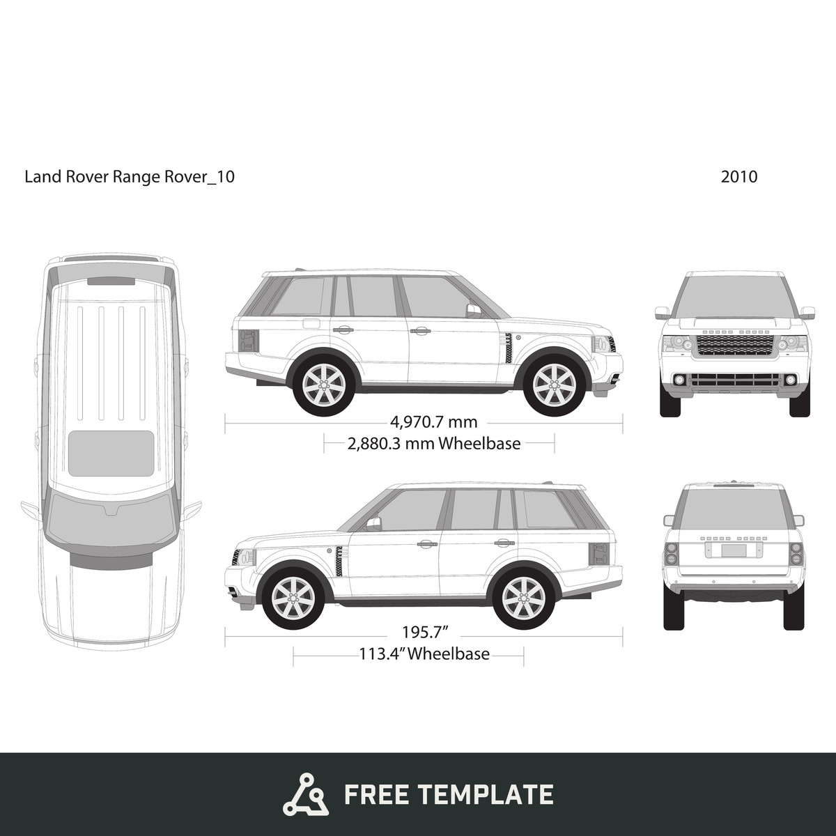 2010 Land Rover Range Rover Sport free vector vehicle wrap template - GravBase
