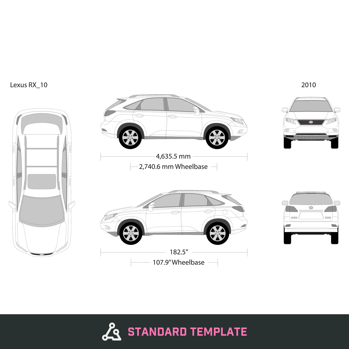 2010 Lexus RX vector wrap template, Design-Ready PDF - GravBase