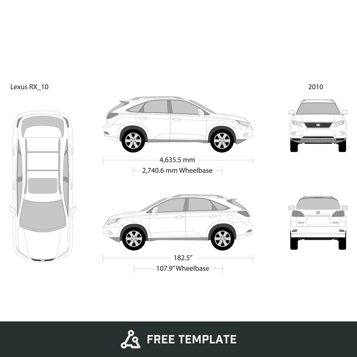 2010 Lexus RX free vector vehicle wrap template - GravBase
