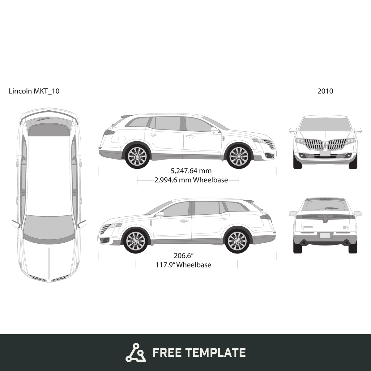 2010 Lincoln MKT free vector vehicle wrap template - GravBase