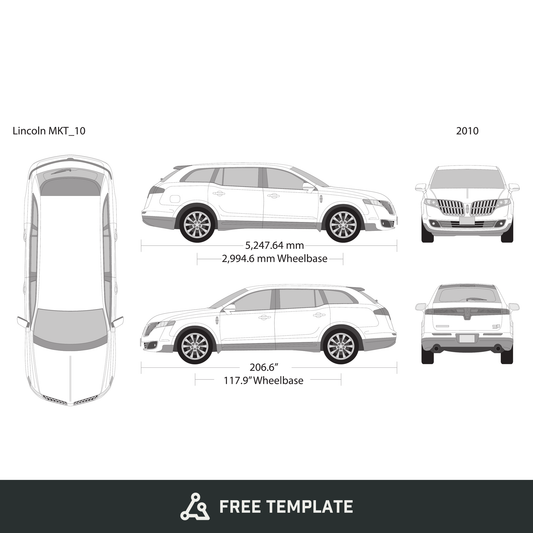 2010 Lincoln MKT free vector vehicle wrap template - GravBase
