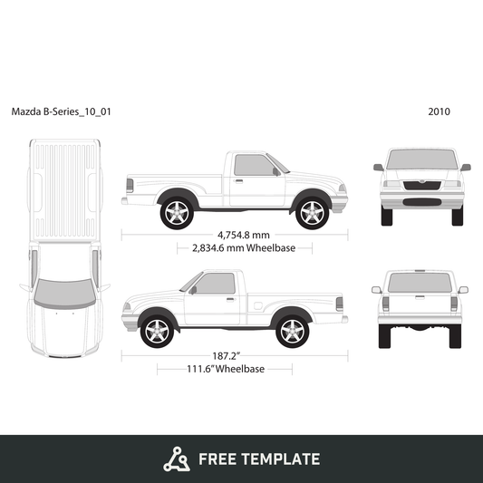 2010 Mazda B-Series free vector vehicle wrap template - GravBase