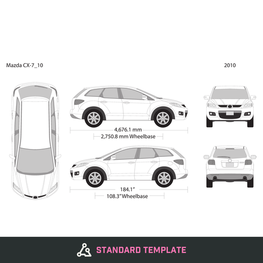 2010 Mazda CX-7 vector wrap template, Design-Ready PDF - GravBase
