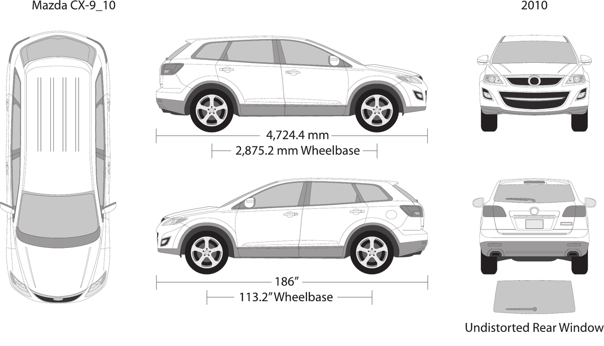 2010 Mazda CX-9 vector wrap template, Design-Ready PDF - GravBase