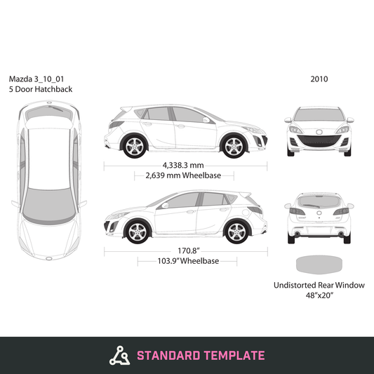 2010 Mazda 3 Hatchback vector wrap template, Design-Ready PDF - GravBase