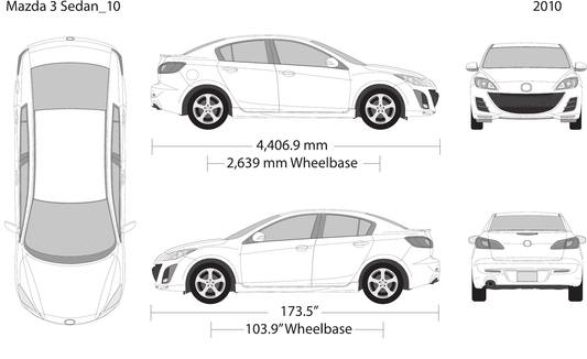 2010 Mazda 3 Sedan vector wrap template, Design-Ready PDF - GravBase