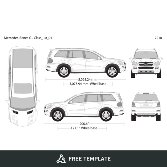 2010 Mercedes Gl-Class free vector vehicle wrap template - GravBase