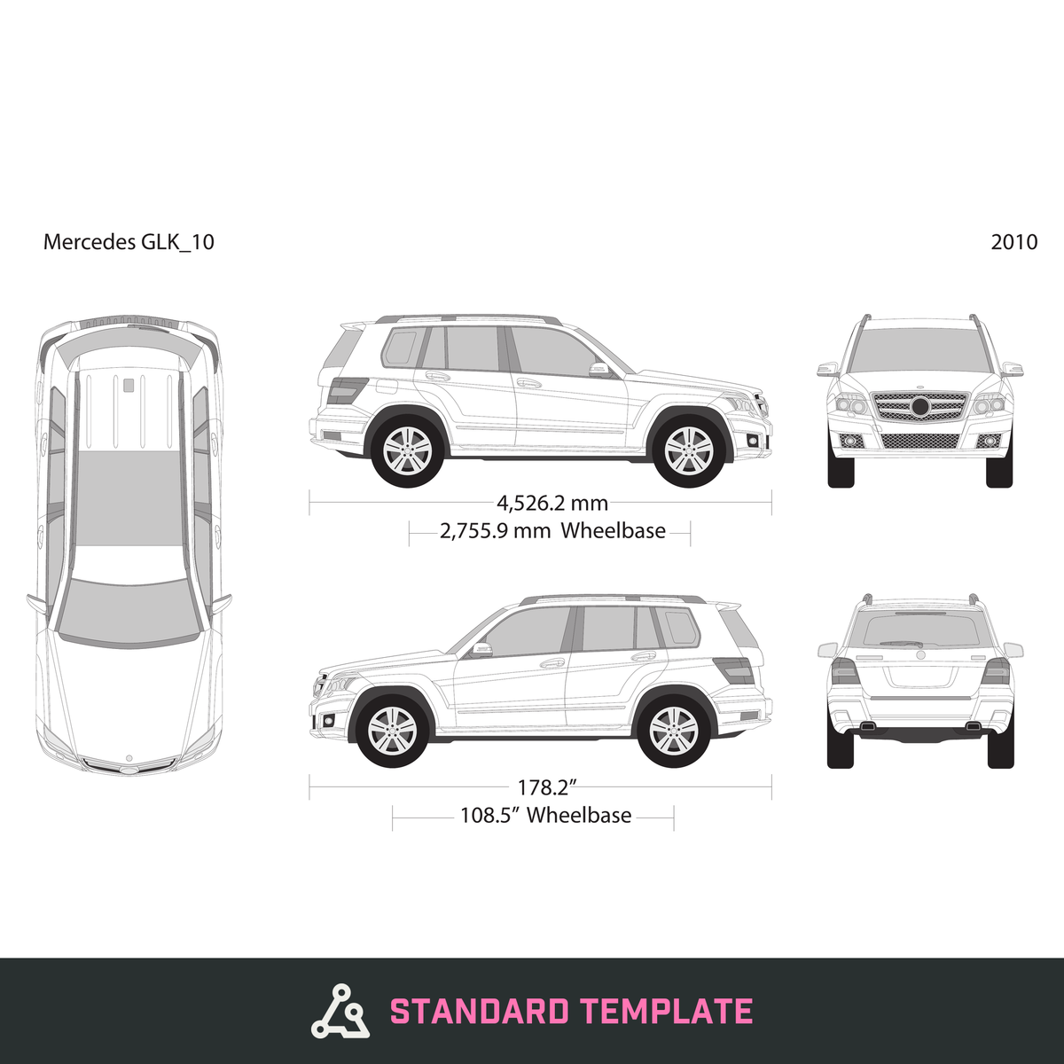 2010 Mercedes GLK vector wrap template, Design-Ready PDF - GravBase