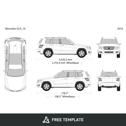 2010 Mercedes GLK free vector vehicle wrap template - GravBase