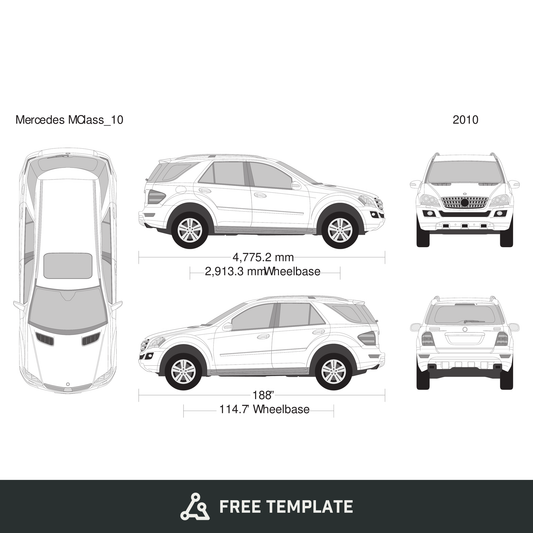 2010 Mercedes M-Class free vector vehicle wrap template - GravBase