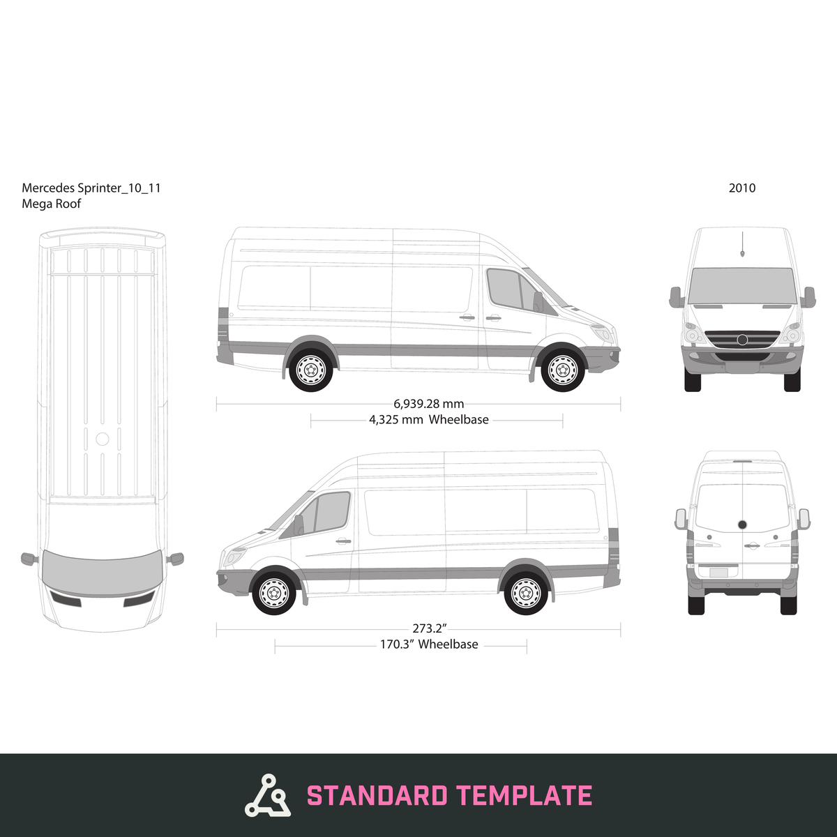 2010 Mercedes Sprinter vector wrap template V11, Design-Ready PDF - GravBase