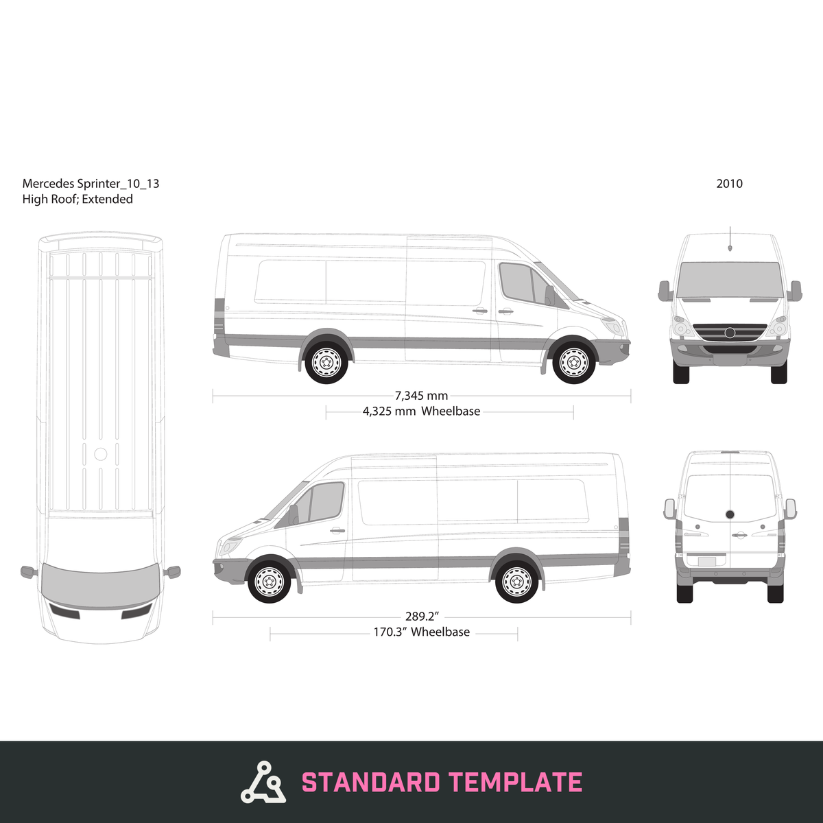 2010 Mercedes Sprinter vector wrap template V13, Design-Ready PDF - GravBase