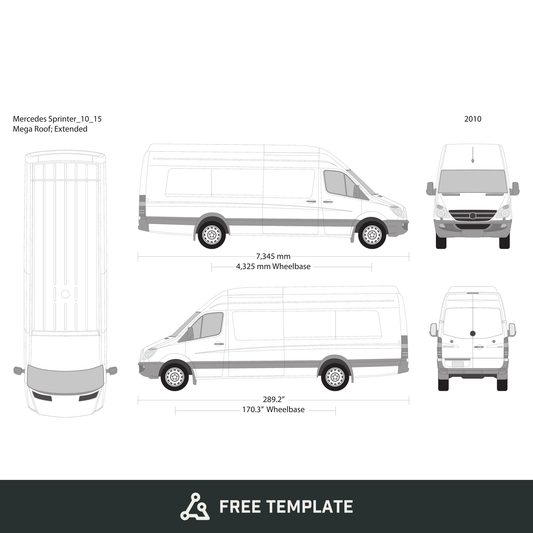 2010 Mercedes Sprinter free vector vehicle wrap template - GravBase