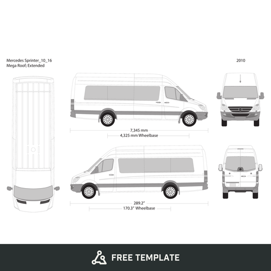 2010 Mercedes Sprinter free vector vehicle wrap template - GravBase