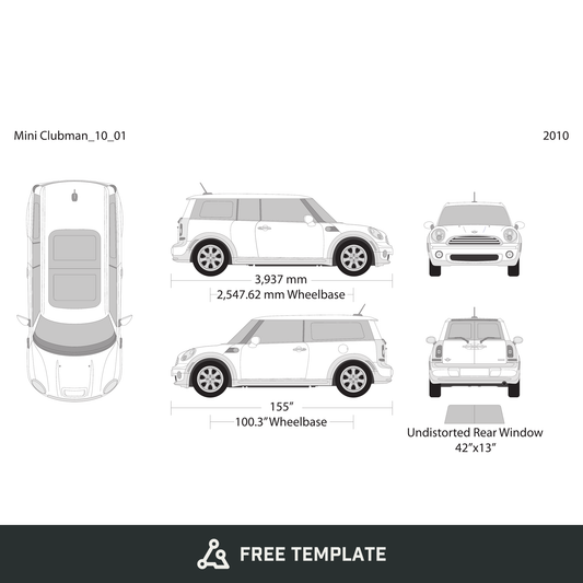 2010 Mini Cooper Mini Clubman free vector vehicle wrap template - GravBase