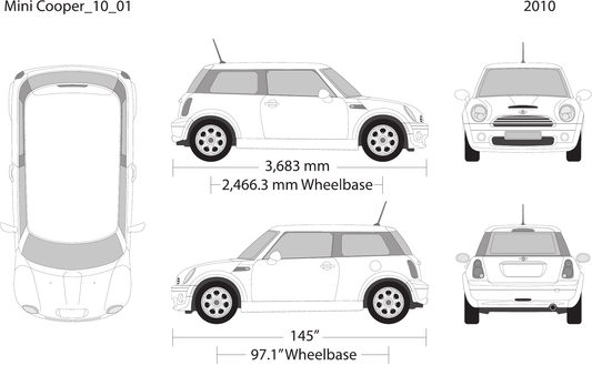 2010 Mini Cooper Mini Hardtop vector wrap template, Design-Ready PDF - GravBase