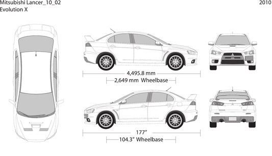 2010 Mitsubishi Lancer vector wrap template, Design-Ready PDF - GravBase