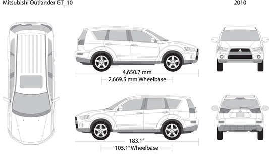 2010 Mitsubishi Outlander Gt V10 Vehicle Wrap Template
