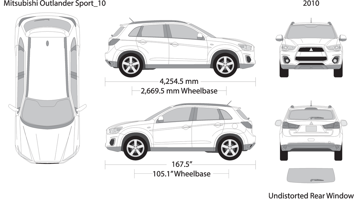 2010 Mitsubishi Outlander Sport V10 Vehicle Wrap Template