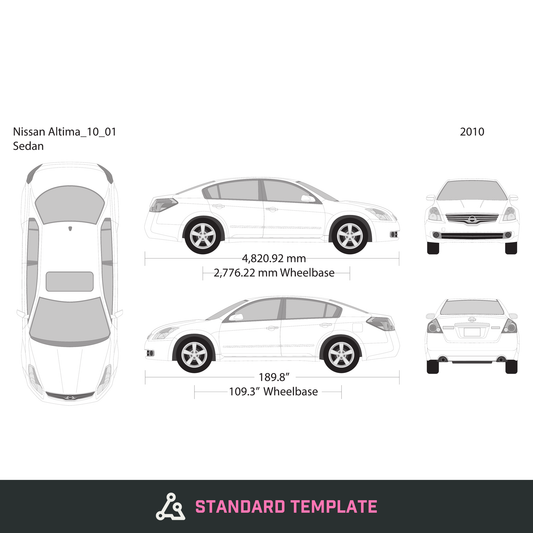 2010 Nissan Altima vector wrap template, Design-Ready PDF - GravBase