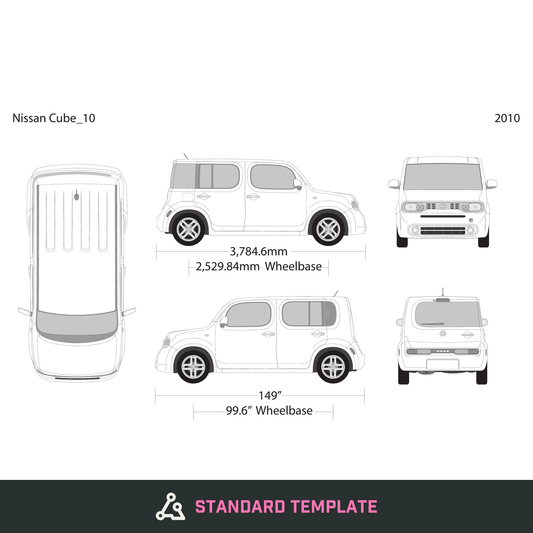 2010 Nissan Cube vector wrap template V01, Design-Ready PDF - GravBase