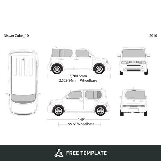 2010 Nissan Cube free vector vehicle wrap template - GravBase