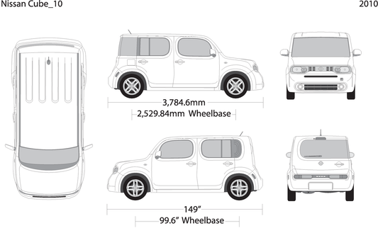 2010 Nissan Cube V01 Vehicle Wrap Template