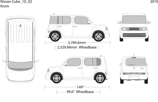 2010 Nissan Cube vector wrap template V02, Design-Ready PDF - GravBase