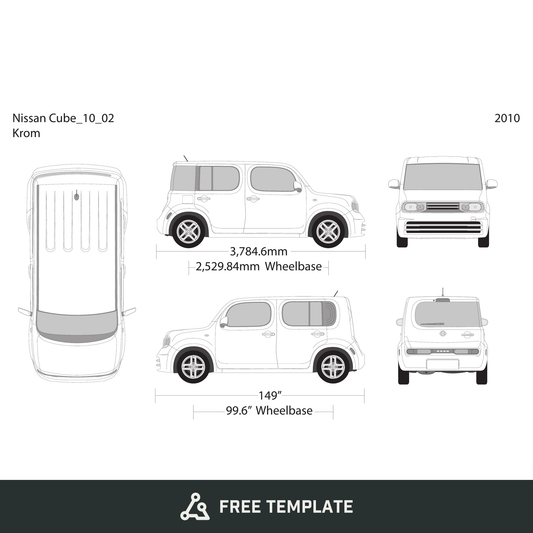2010 Nissan Cube free vector vehicle wrap template - GravBase
