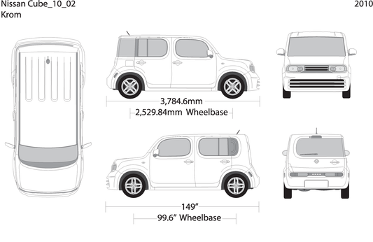 2010 Nissan Cube V02 Vehicle Wrap Template