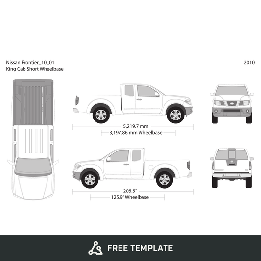 2010 Nissan Frontier front view free vector vehicle wrap template - GravBase