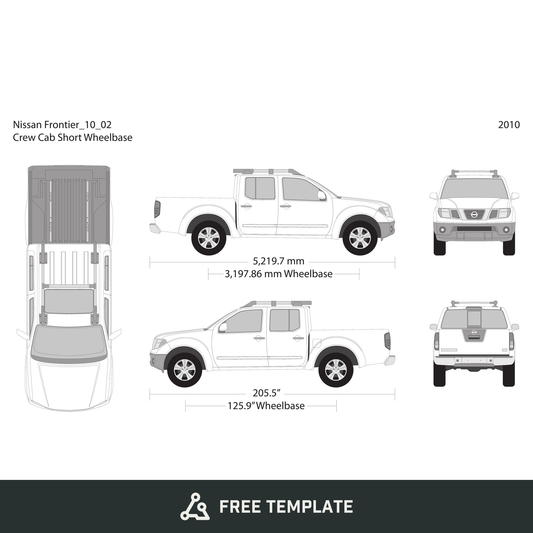 2010 Nissan Frontier front view free vector vehicle wrap template - GravBase