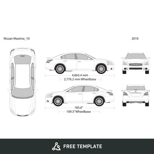 2010 Nissan Maxima free vector vehicle wrap template - GravBase