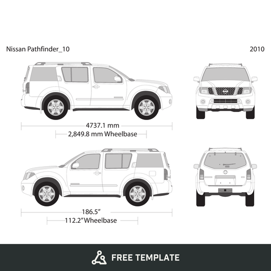 2010 Nissan Pathfinder free vector vehicle wrap template - GravBase