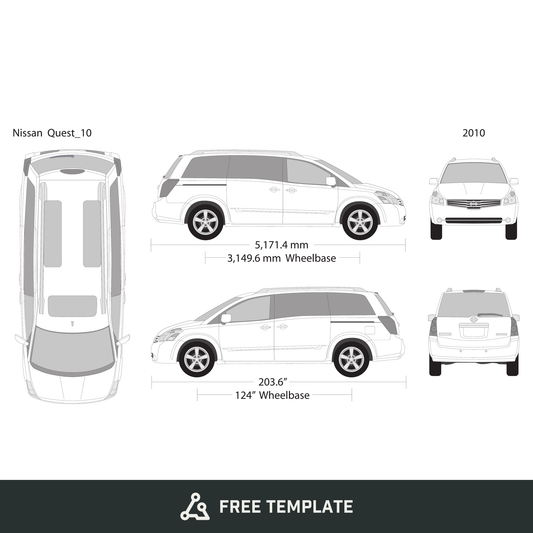 2010 Nissan Quest free vector vehicle wrap template - GravBase