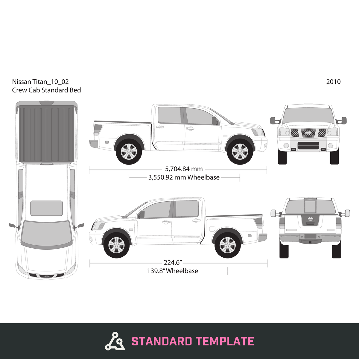 2010 Nissan Titan vector wrap template V02, Design-Ready PDF - GravBase