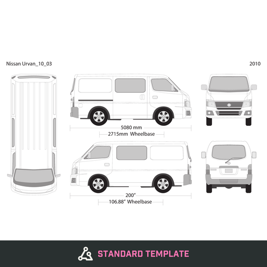 2010 Nissan Urvan vector wrap template V03, Design-Ready PDF - GravBase