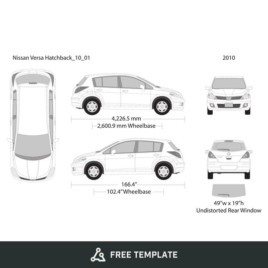 2010 Nissan Versa Hatchback free vector vehicle wrap template - GravBase