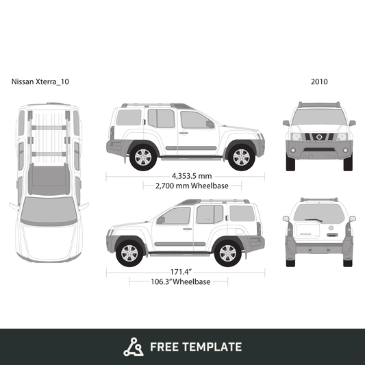 2010 Nissan Xterra free vector vehicle wrap template - GravBase