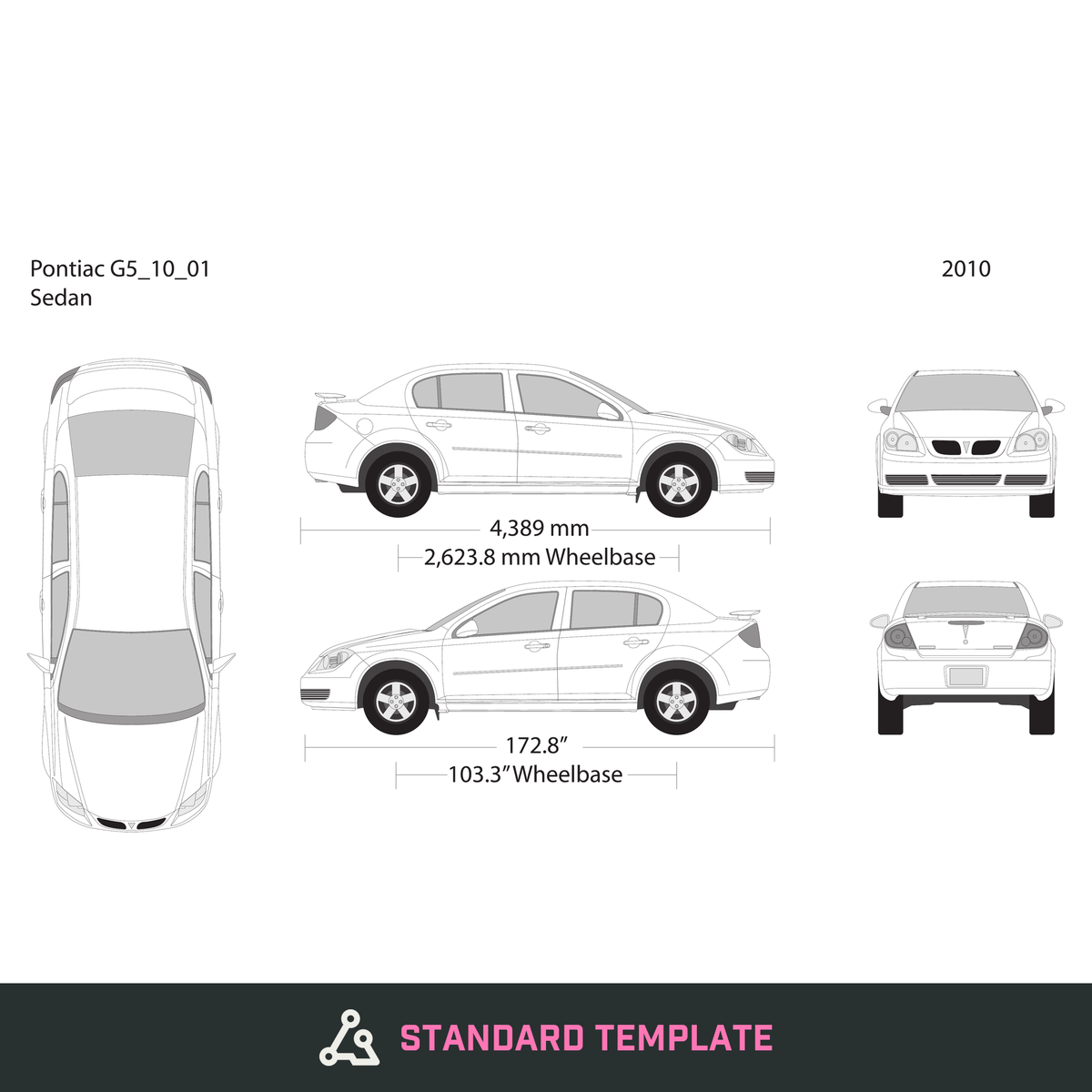 2010 Pontiac G5 vector wrap template, Design-Ready PDF - GravBase