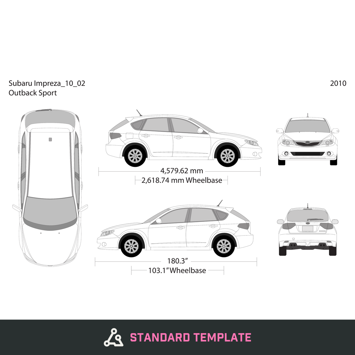 2010 Subaru Impreza vector wrap template V02, Design-Ready PDF - GravBase