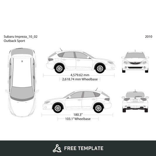 2010 Subaru Impreza free vector vehicle wrap template - GravBase