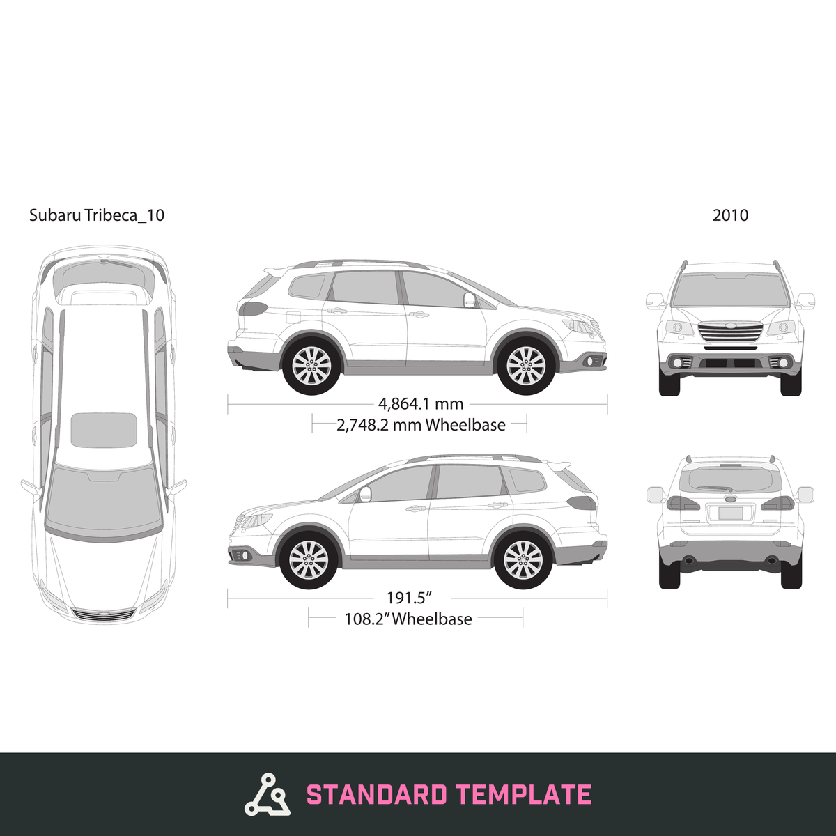 2010 Subaru Tribeca vector wrap template, Design-Ready PDF - GravBase