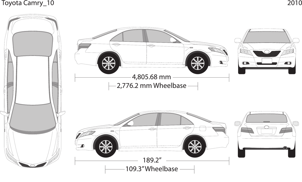 2010 Toyota Camry vector wrap template, Design-Ready PDF - GravBase